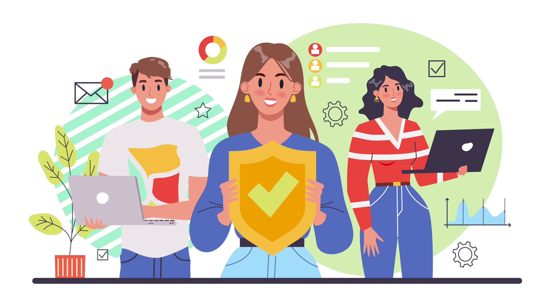 Equipe trabalhando com documentos digitais seguros